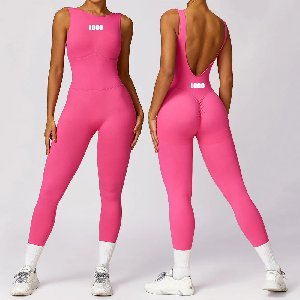 

Full Length One Piece Sport Workout Gym Yoga Fitness Wear Playsuits Bodysuits Scrunch Butt Jumpsuit Bodysuits For Women