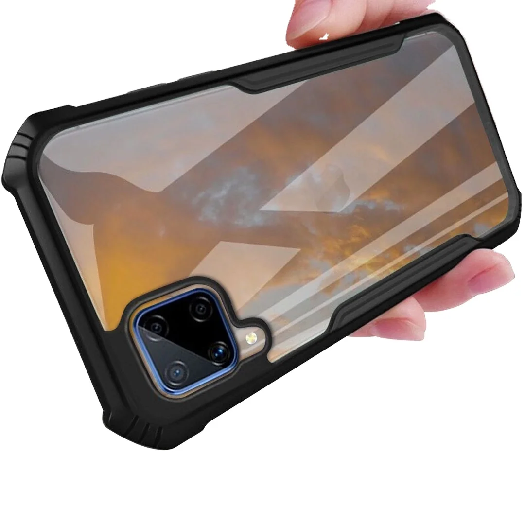 

2020 Black Frame for OPPO Realme C11 Realme C12 case TPU+transparent PC for Realme C15 Armor Anti - fall acrylic case wholesales, Black-red-blue-green