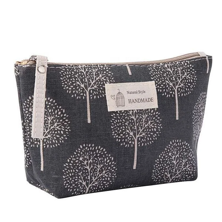 

Linen material makeup cosmetic bag travel handbags for women, Customized