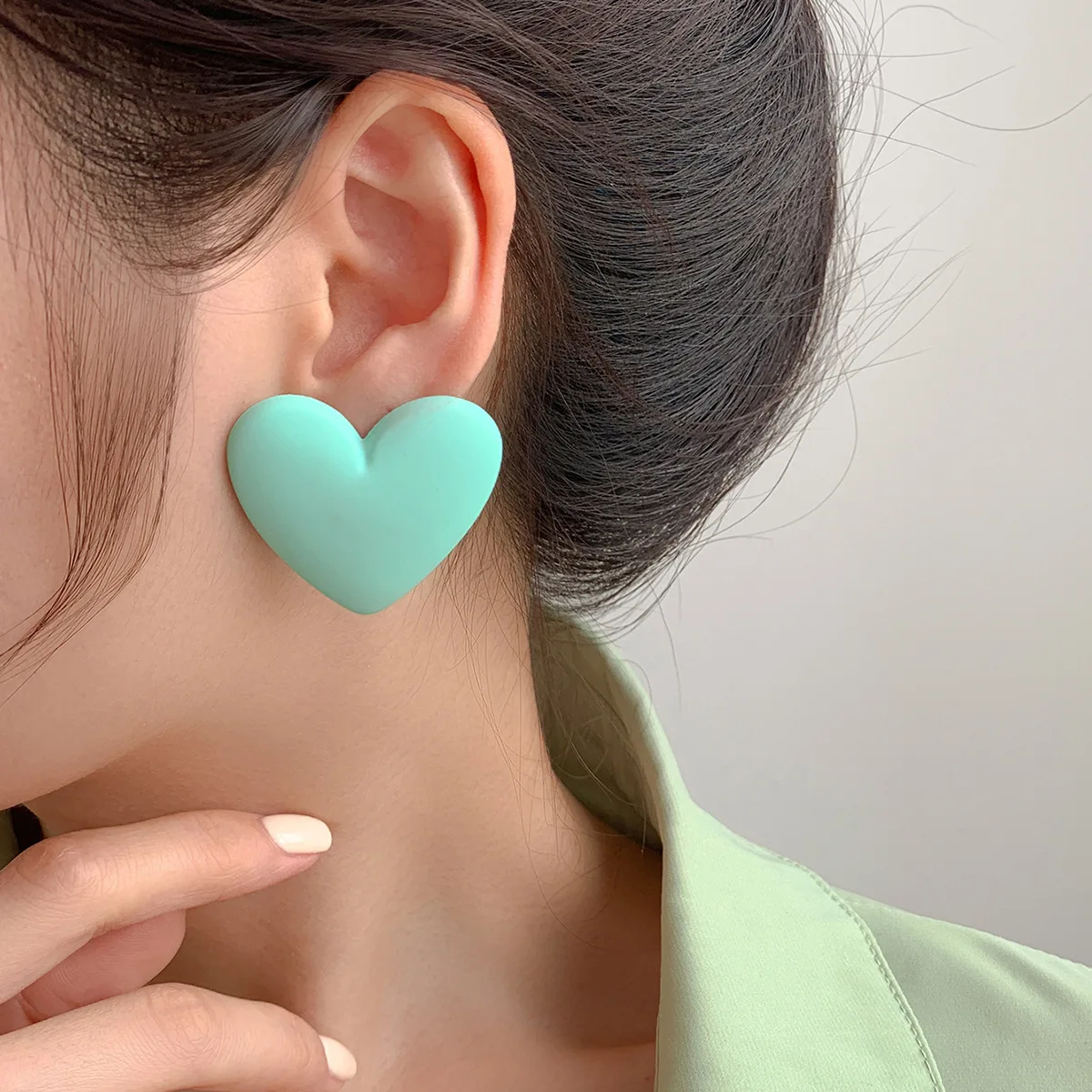 

Fashion Jewelry Earrings Candy Colorful Heart Shape Stud Earring Trendy Macaron Color Stud Earring For Girls