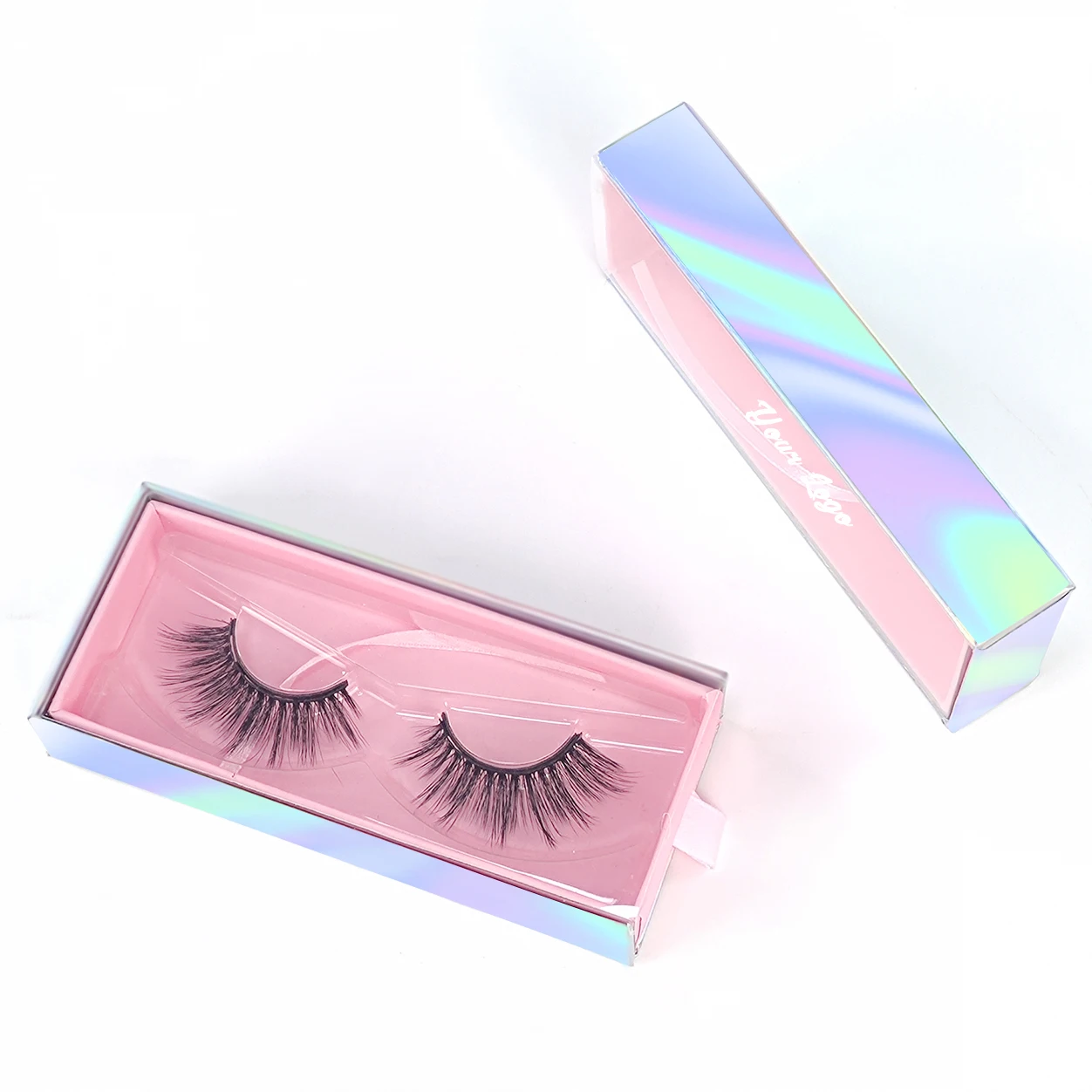 

Mink lashes with custom lash box 25mm mink lashes vendor provide sample eyelash box holographic packaging, Custom color