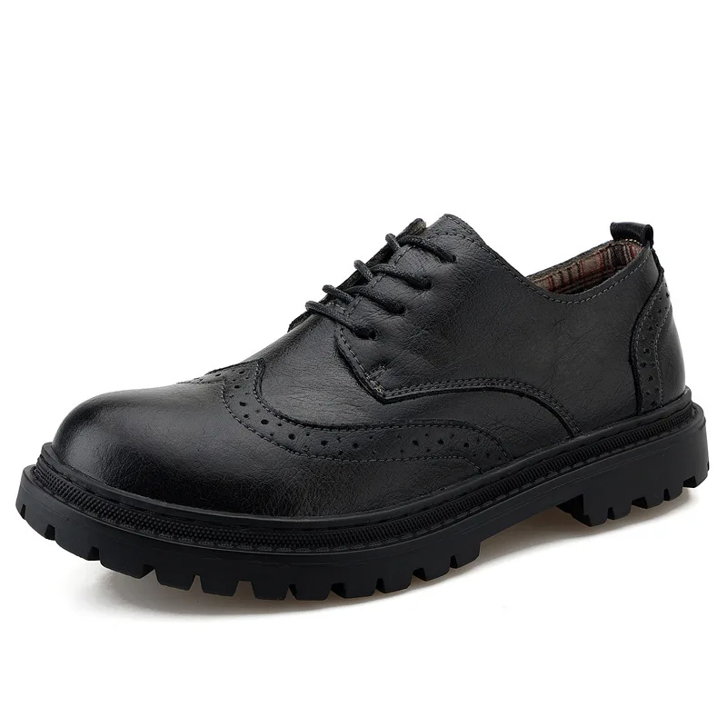 

Men's Black Classic Martin Boots Retro Business Formal Soft-soled Leather Shoes Casual Lace-up Work Boots