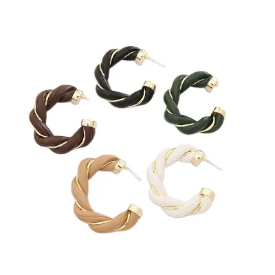 

C Shape PU Hoop Earrings Jewelry for Women