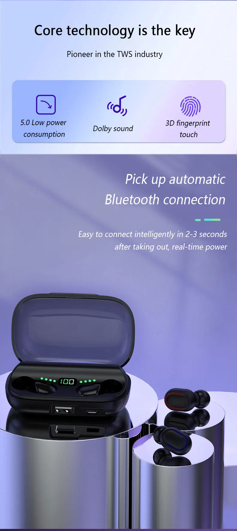 2020 New 2 IN 1Charging Bank Wireless Bluetooth Headset High Quality Factory Wireless Bluetooth Earphone Mobile Power Bank