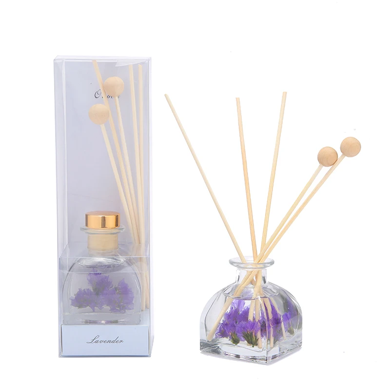 

Glass Aroma Reed Diffuser Set Home Fragrance 50ml Aromatherapy Reed Diffuser with Sticks, 4colors mixed