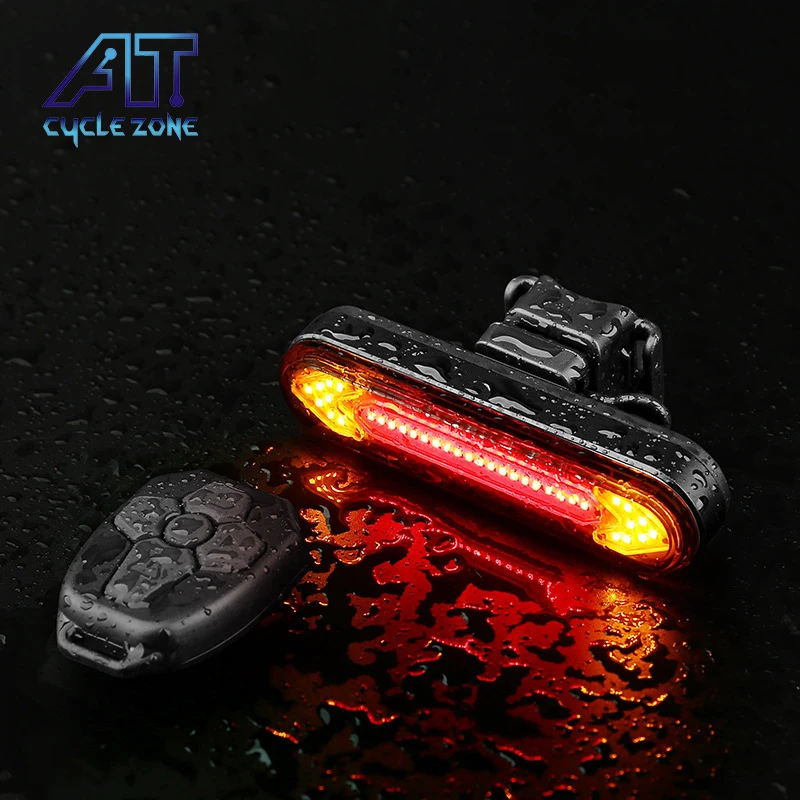 

Bicycle tail light USB charging LED wireless remote control Bicycle riding turn signal mountain bike control warning light, Black,red