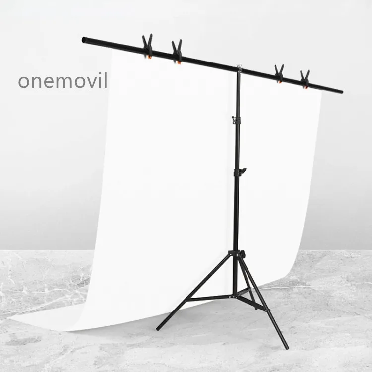 

Factory Price T-Shape 2X2m Background Support Stand Backdrop Crossbar Bracket Photo Studio Kit with Clips