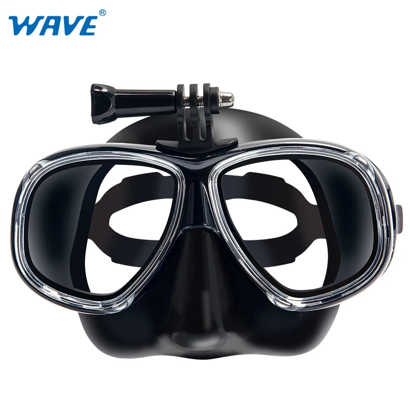 

2020 Guangzhou Vanguard Scuba Diving Free Dive Low Volume Black Silicone Mask Free Diving Masks with camera mount, Red ,black ,blue etc.