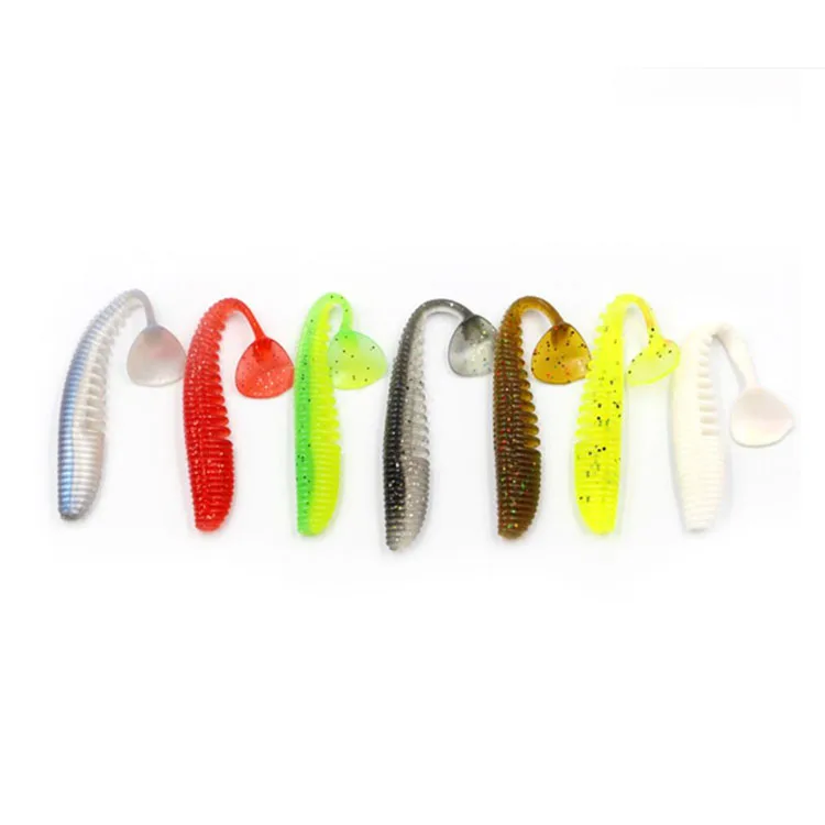 

Fishing Soft Lure Baits Smell Fishing worm Soft Bait Lifelike Plastic Lure Bass Jerkbait, Single white, red,brown, double green/yellow,blue/white,black/grey