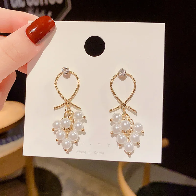 

S925 Silver Needle Pearl Earrings Korean Temperament Earrings French Retro Personality Bohemian Jewellery Woman Earring