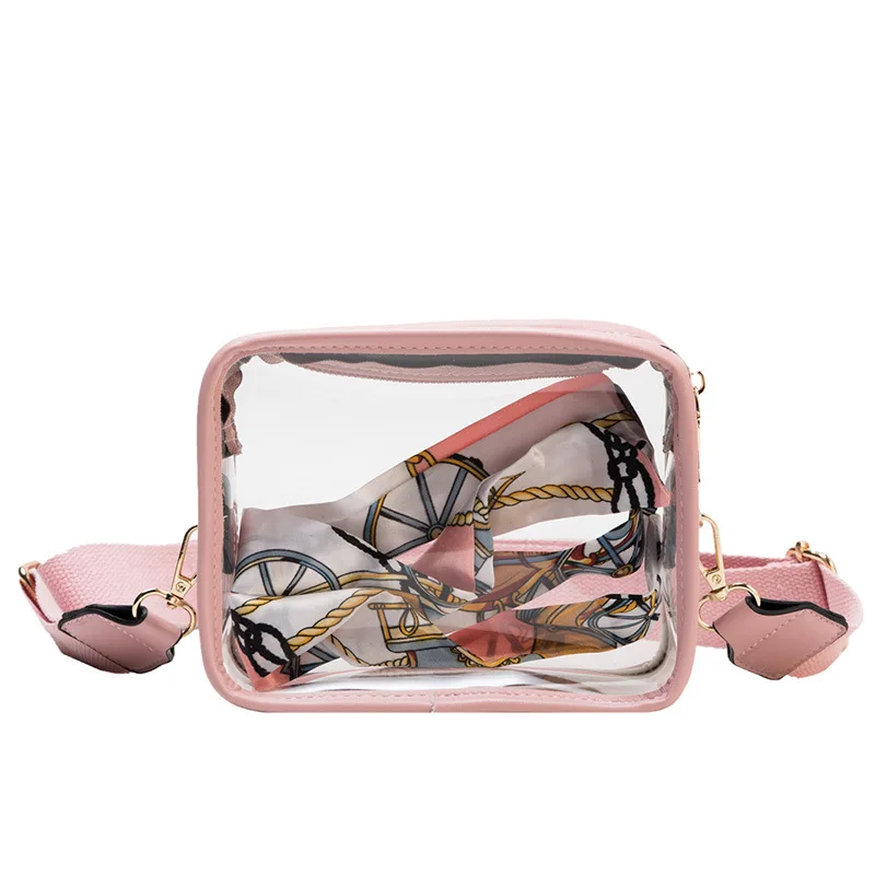 

Wholesale Clear square Messenger Bag PVC transparent crossbody bag for Women girls, Black ,red, brown...