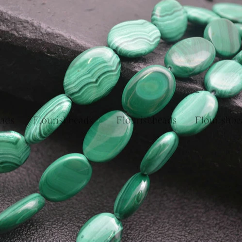 

Natural Malachite Flat Oval Beads 8x10mm 8x12mm 10x14mm 12x16mm 13x18mm 15x20mm