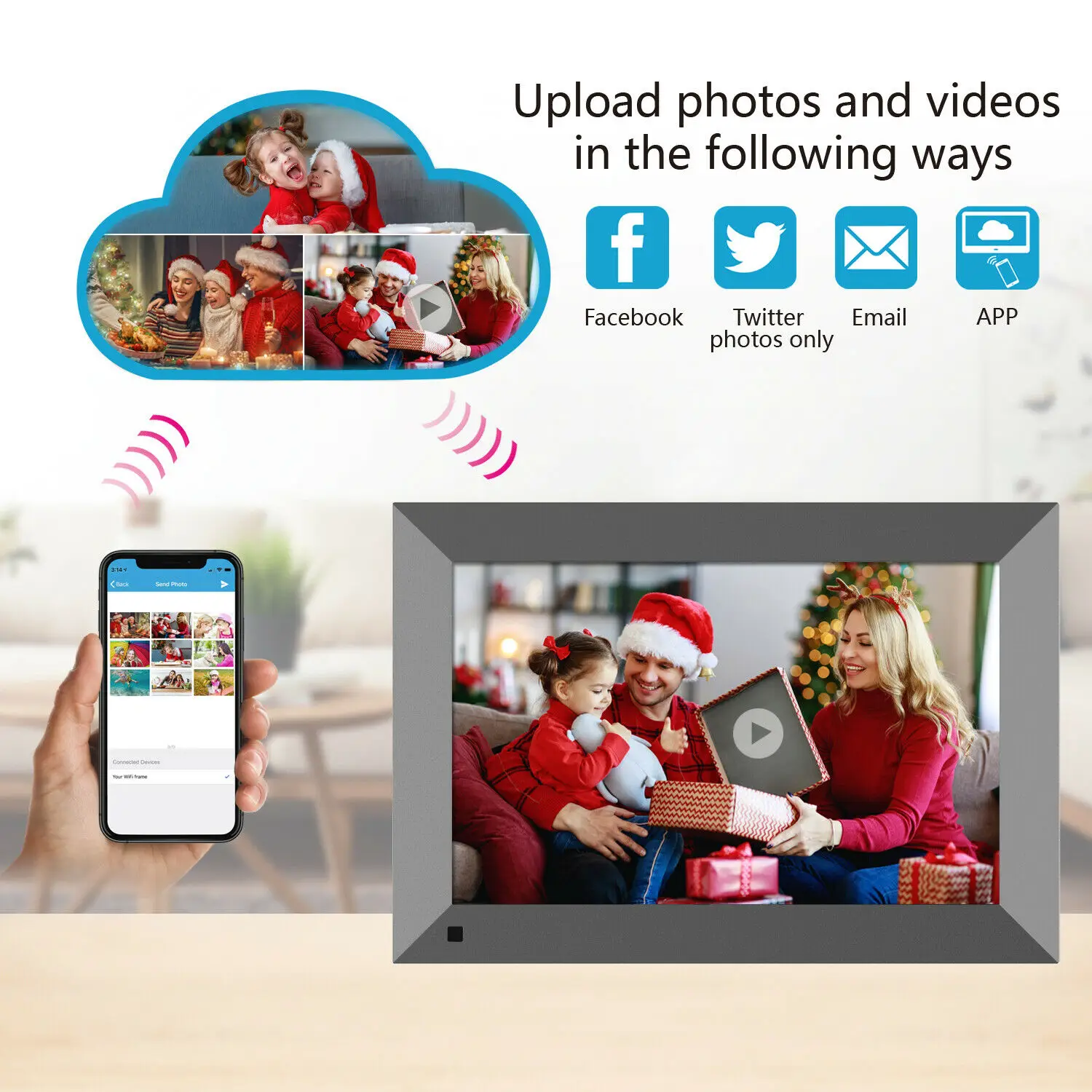 

Factory price video high quality 10.1 inch wifi digital photo frame HDMI Bluetooth certificated
