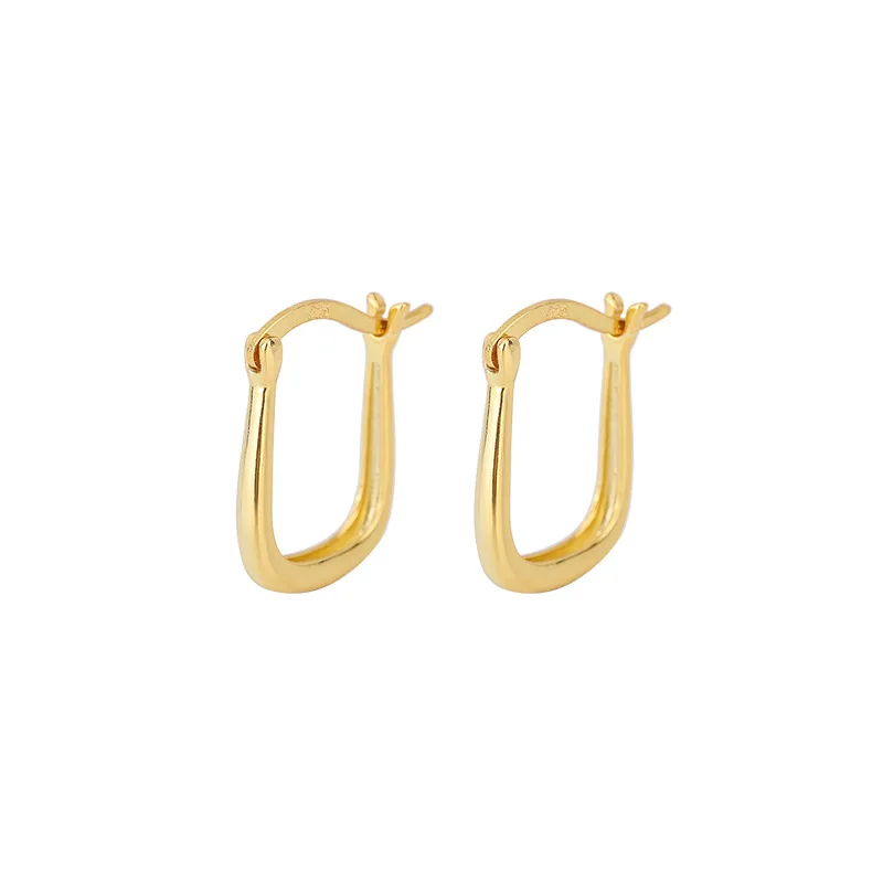 

Jewelry Simple Earrings Sterling silver 925 women's 18k gold plated geometric Square hoop earrings jewelry women