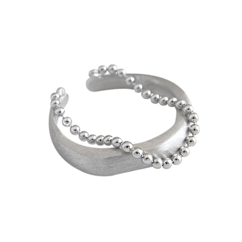 

Minimalist double layers beads ring sterling silver 925 adjustable jewelry for women