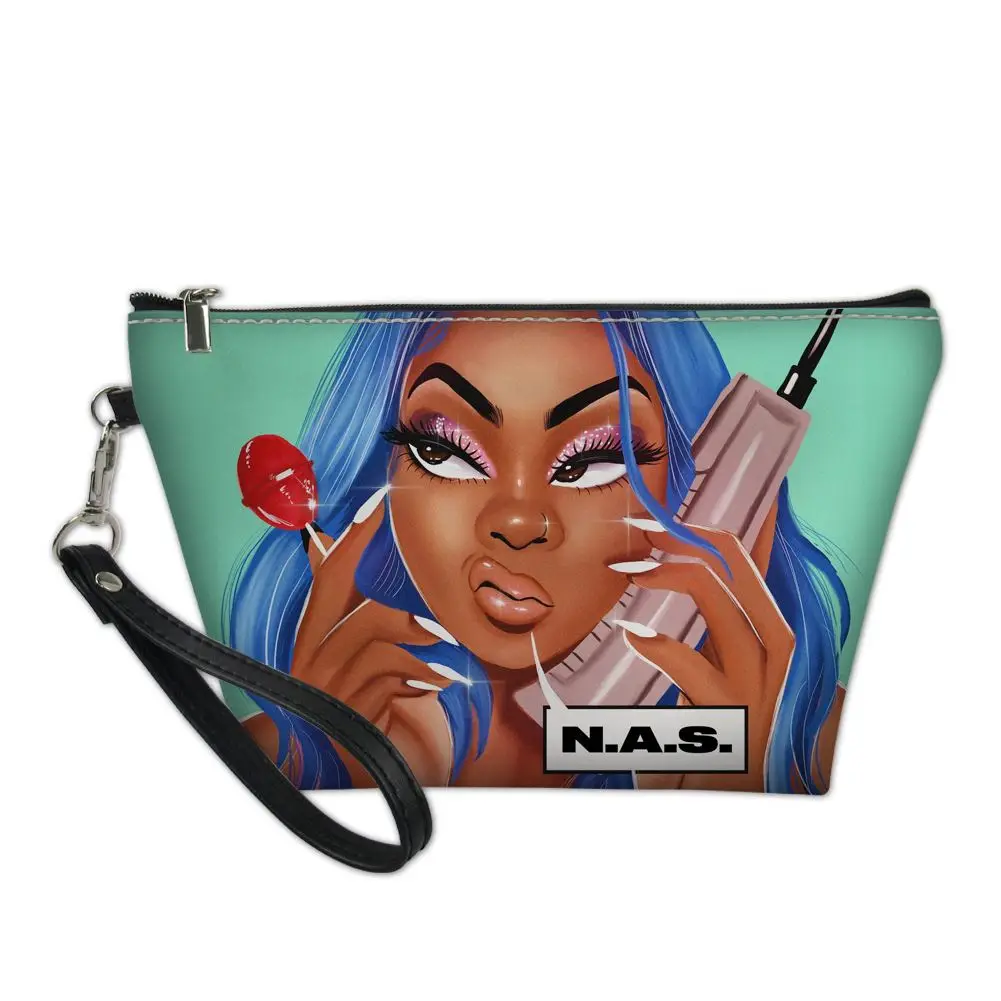 

Hawaiian Style Designer Handbags Famous Brands Genuine Leather African Girl Cosmetic Gift Bags Clear Make Up Bag, Customized , print on demand