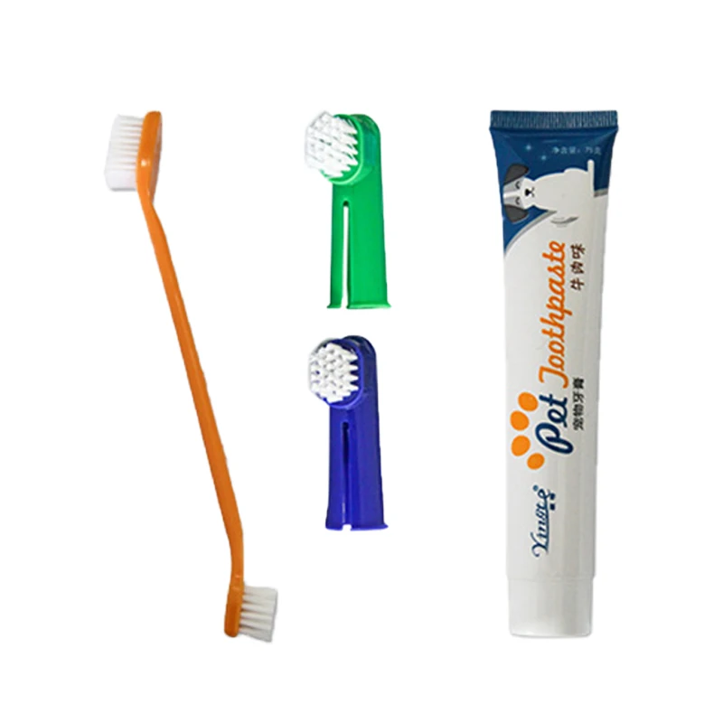 

Pet Toothbrush Set Hot Puppy Vanilla/Beef Taste Toothbrush Toothpaste Dog Cat Finger Tooth Back Up Brush Care Set