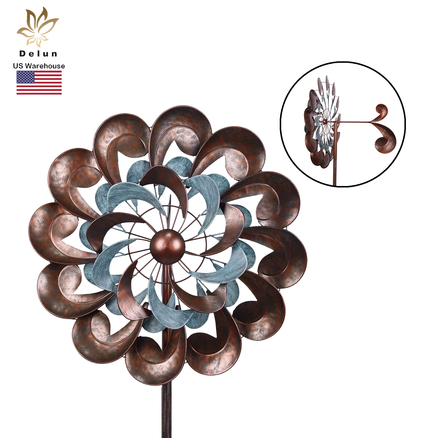 

Unique Kinetic Windmill Outdoor Metal Wind Spinner Garden Ornament with Comma Tail