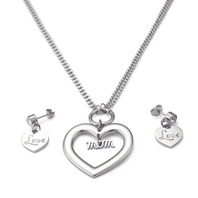 

Hollow combination double heart suit women's love necklace Stainless Steel Necklace