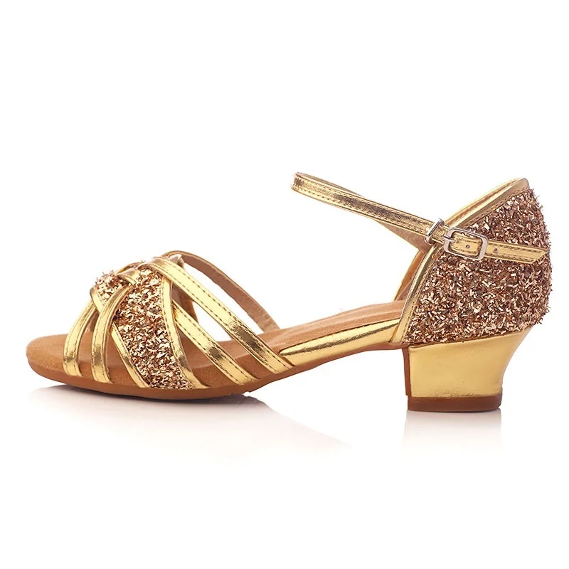 

Factory Wholesale Children Latin Dance Shoes Girls Ballroom Dance Training Shoes, Gold,blue,rose,silver