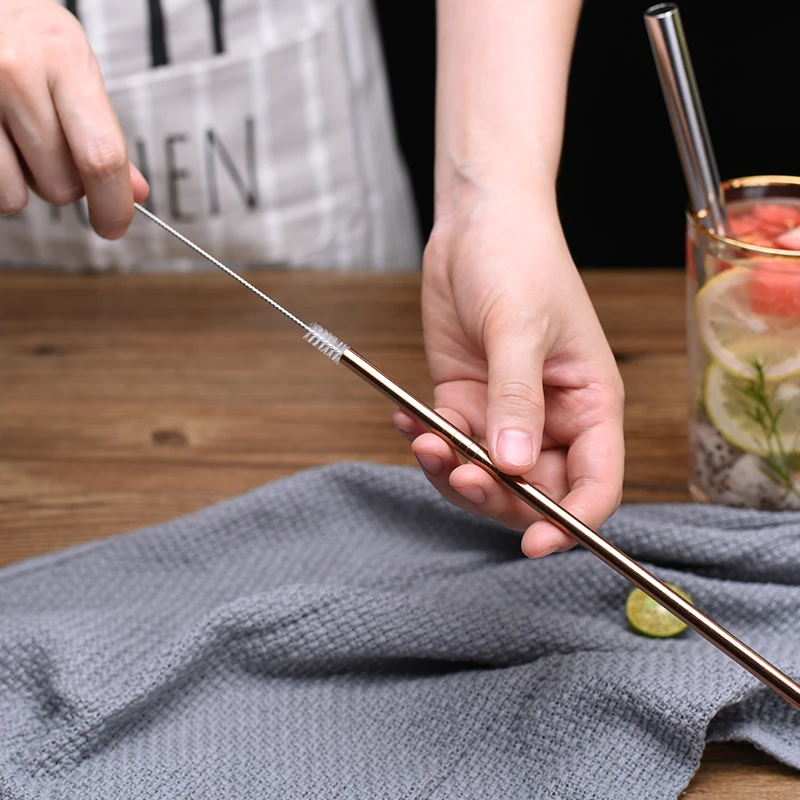 
Amazon hot Stainless Steel Straws reusable metal drinking straws brush With logo 