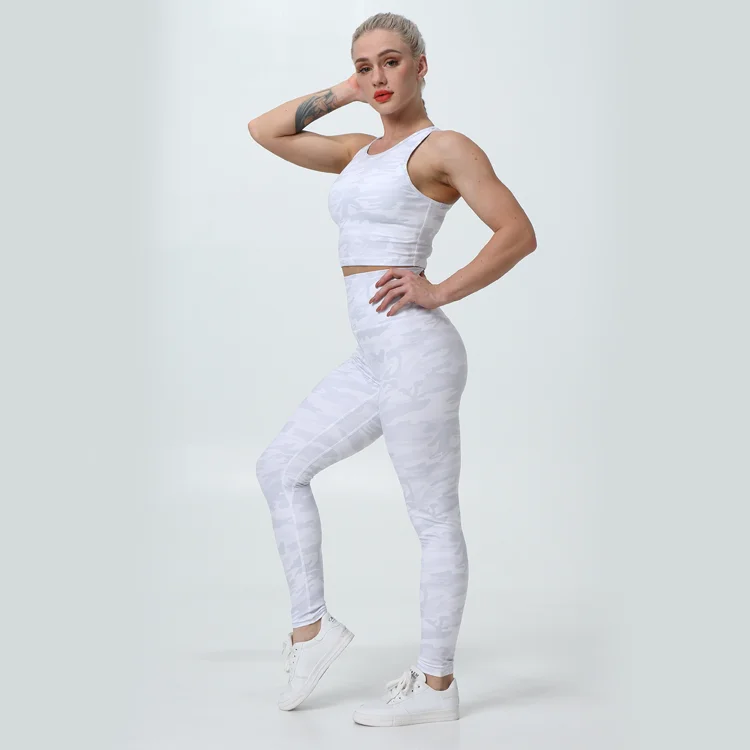 

2021 miqi apparel yoga set white camo armless yoga wear, Various color available