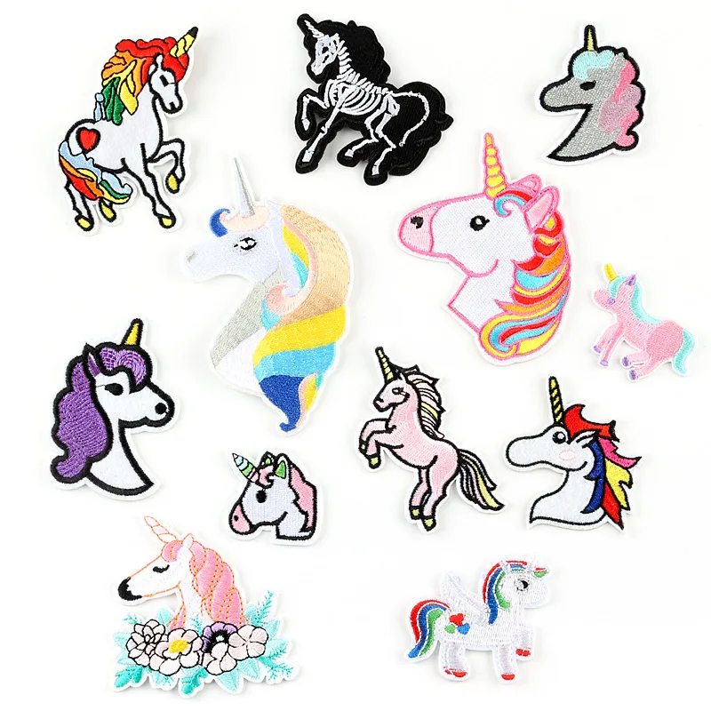 

Cartoon animal Unicorn embroidered cloth paste clothing accessories back glue decorative patch stick Badge