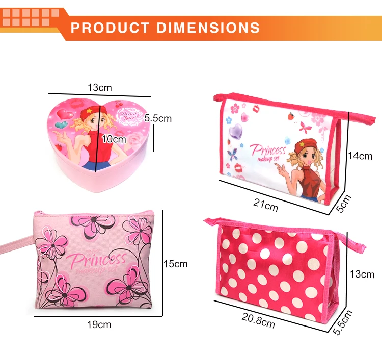 China manufactured pids pretend play toys heat-shaped makeup kits for girls cosmetic