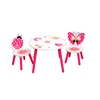 Butterfly Design High quality Wooden Child 1 Desk And Two Chairs Set Furniture for Girl