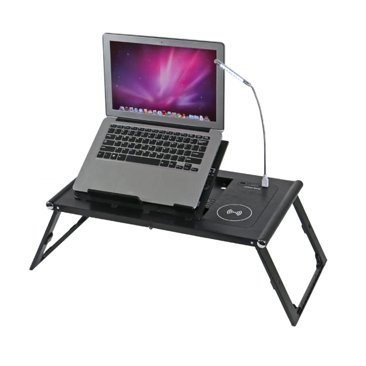 

2021 hot laptop table has patented and certified portable folding angle height adjustable laptop stand, Black and white