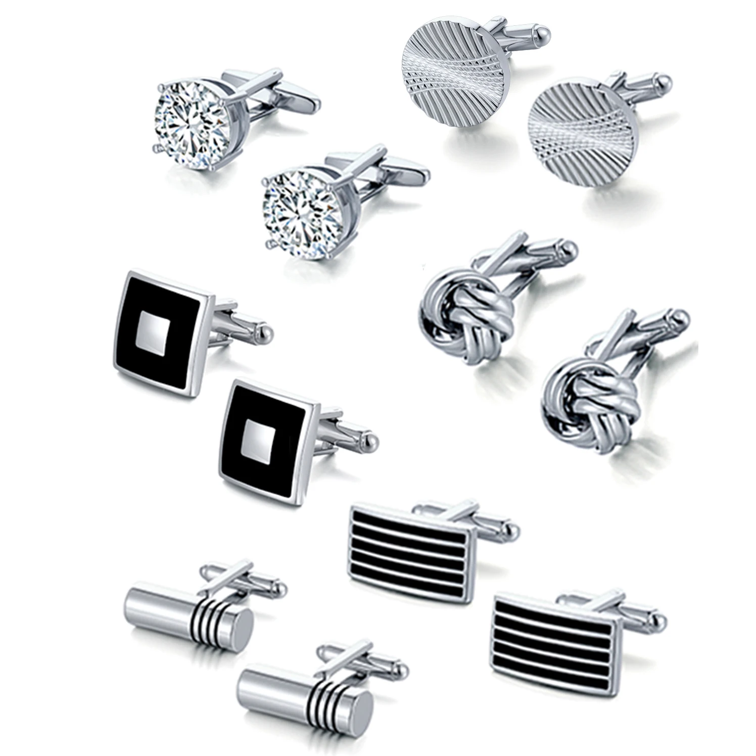 

Classic Unique Mens Cufflink High Quality Silver Plated Shirt Custom Made Wedding Business CZ Cufflinks