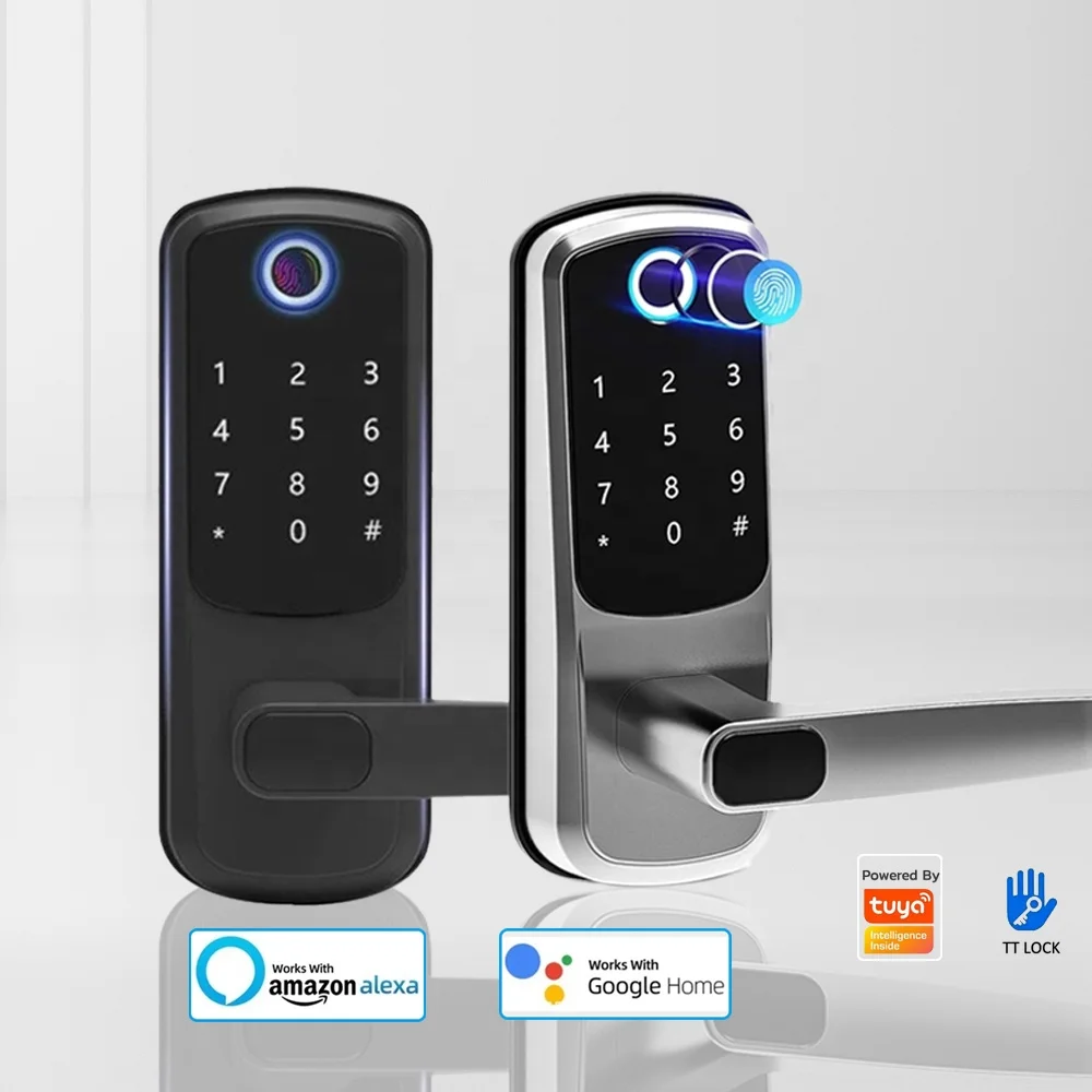 

Keyless Door Lock Biometric Fingerprint WIFI Password Statlock Tuya APP Digital Lock Door