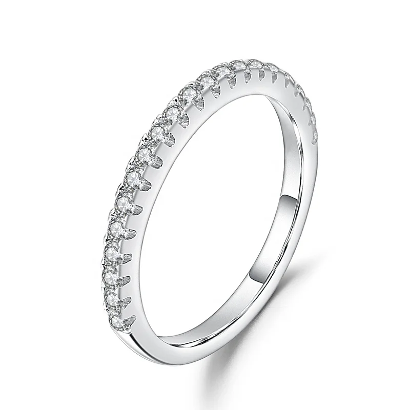 

Abiding Promise Ring 925 Sterling Silver Half Eternity Moissanite Anniversary Engagement Women Wedding Band Rings