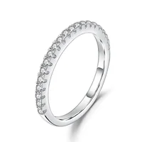 

Abiding Promise Ring 925 Sterling Silver Half Eternity Moissanite Anniversary Engagement Wedding Band Rings Women