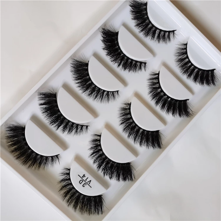 

hot sale private label 5 Pairs soft fluffy faux mink eyelash vendor premium reusable thick 3d vegan false Lashes