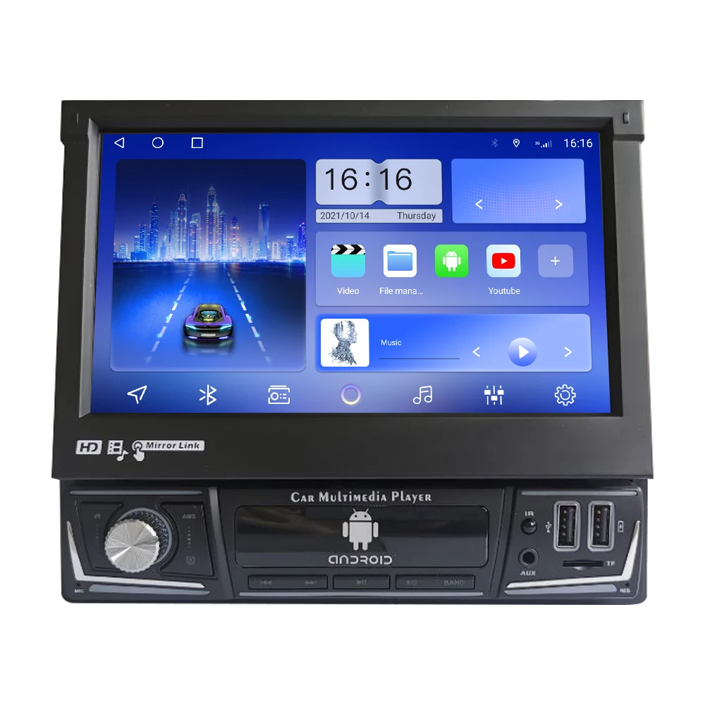 

7Inch 1 Din Car Radio Android Car Stereo Car Audio System Retractable Touch Screen Auto Radio MP5 Multimedia DVD Player