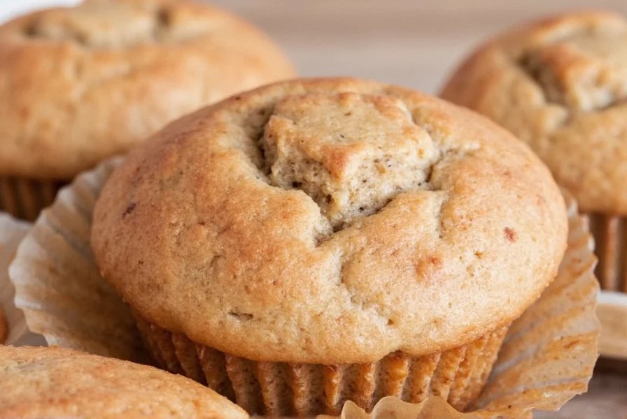 Perfectly golden brown banana cinnamon muffins with visible cinnamon swirls on cooling rack