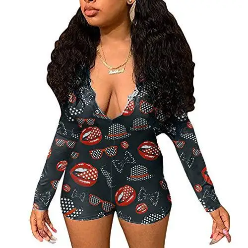 

2020 wholesale fall women designer print onesie long sleeve sexy wap onesie for womens adult