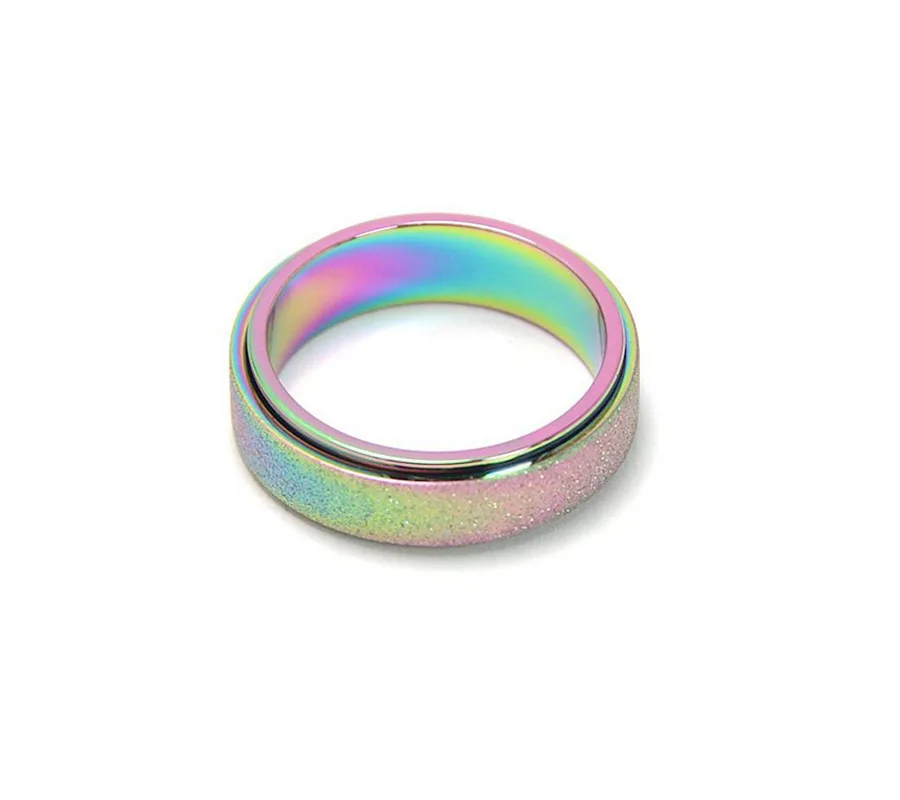

Titanium steel frosted ring Rotatable Decompression European and American fashion stainless steel couple ring