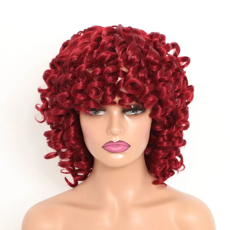 

Wigs 100% High Temperature nice wave beautiful Afro kinky Curly Synthetic Hair Wigs For Black Women