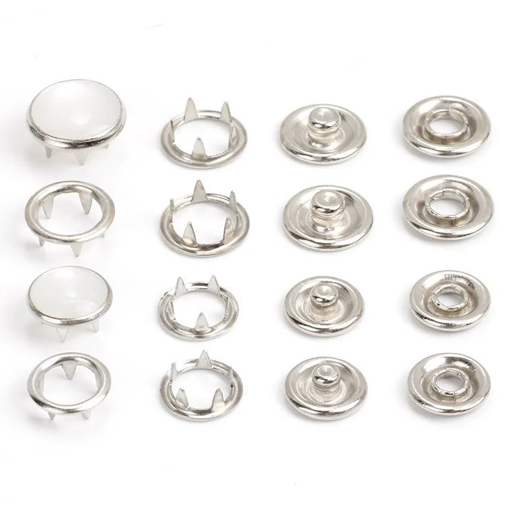 

fashion ring cap pearl four parts brass metal press prong snap button