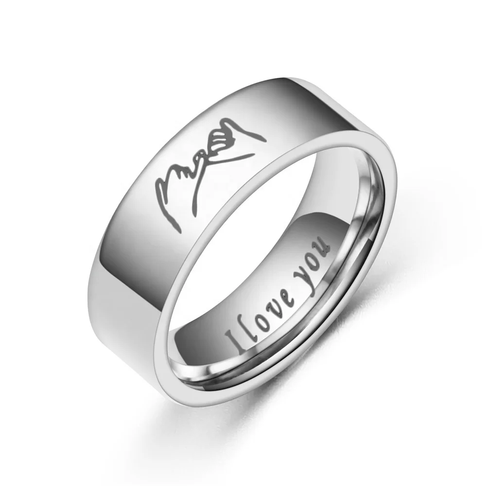 

New Titanium Steel Couples Ring I love you Hand in Hand Stainless Steel Couple Rings Jewelry