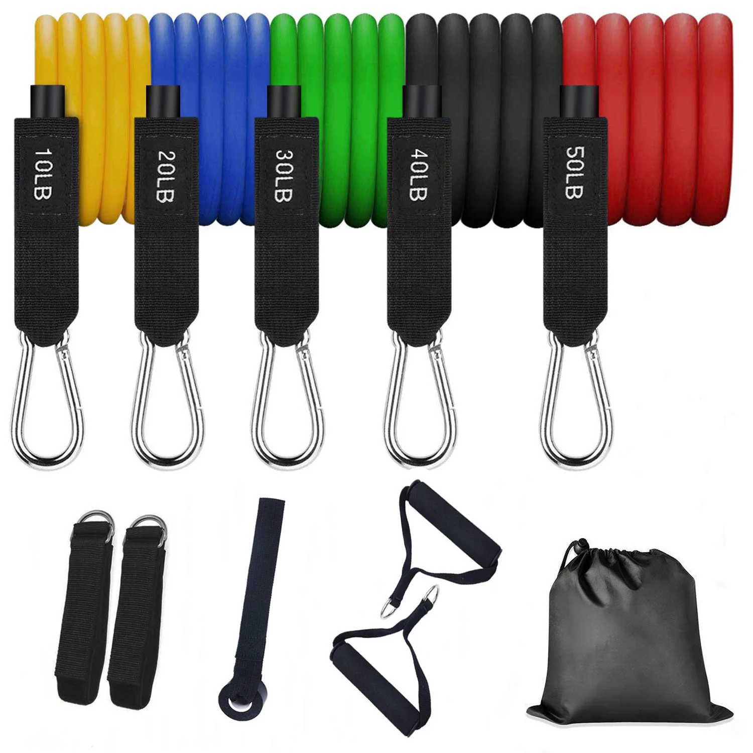 

Gym household exercise thin TPE drawstring 11Pc rubber build muscle elastic fitness band, Black