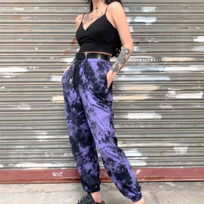

X00140M wholesale trade Camouflage casual harlan pants women 2020 summer new tie-dye cotton pants New Fashion Street Wear, Black