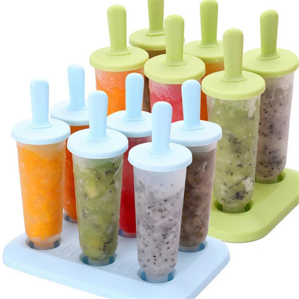 

Amazon Top Seller 2019 BPA-free Non-toxic Set of 6 Popsicle Molds Maker Eco friendly Reusable Homemade Ice Pop Molds Trays, 3 color