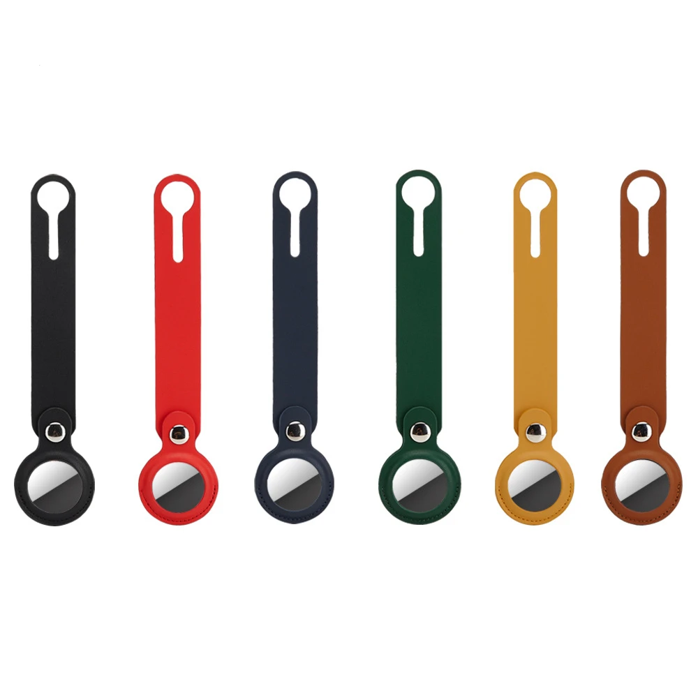 

Pu leather Airtag Holder, Shockproof Anti-Scratch Twist and Lock AirTag Keychain AirTag Case with Key Ring, Long black, long blue, long green, long brown, long red, long yellow