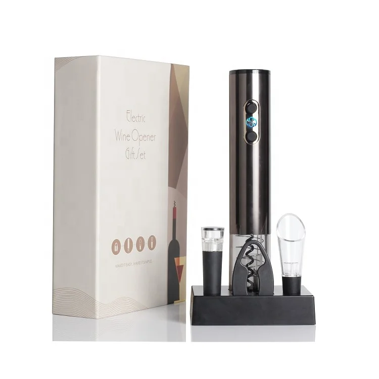 

Rechargeable Wine Opener Electric Bottle Opener Premium Gift Wine Electric Opener with USB Charger and Charging Base, Gray color electric wine opener