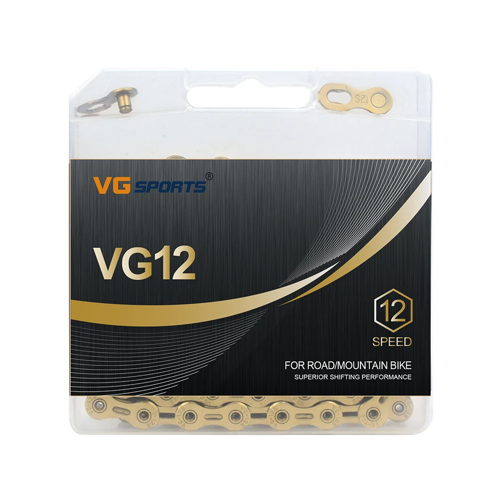 

VG Sports 12 24 36 Speed Full Hollow Titanium Gold Bicycle Chain for MTB Mountain Road Bike