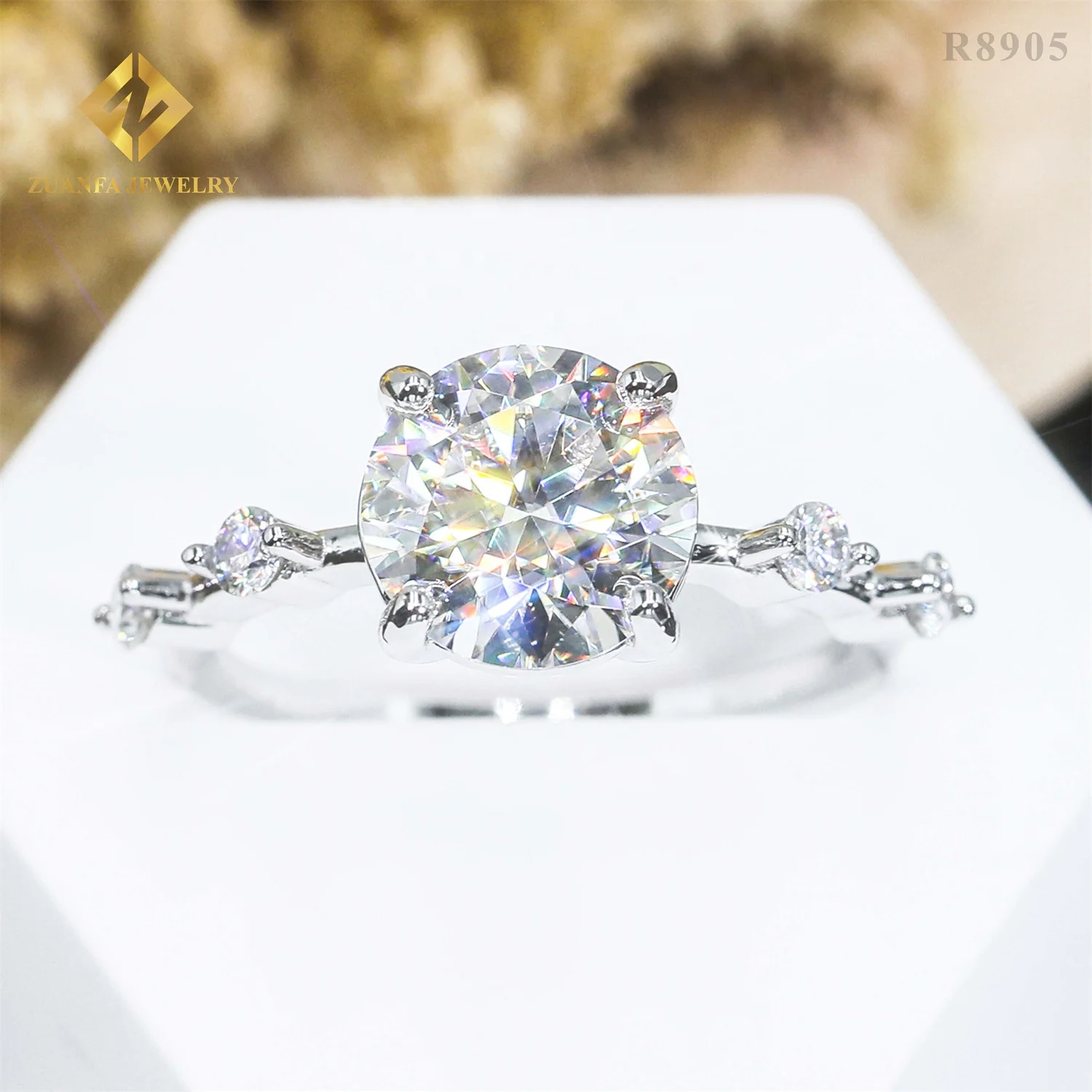 

Custom 9K 14k 18k Real Gold Flawless Gorgeous Bridal Wedding Jewelry Set3Ct Round 8H8A Moissanite Engagement Wedding Ring Ladies