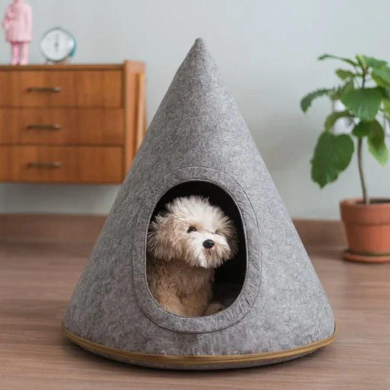 

Indoor Pet Beds House Lovely Cat Pet Supplies Wool Dog House Gift for Cats, Grey &custom